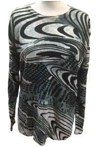 LA REINE Grey Mix Geometric Swirl Pattern Jumper U.K. L/XL FREE POSTAGE - Picture 1 of 5