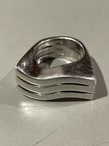 Pianegonda Sterling Silver HUGE Modernist Wavy Ring Sz. 6 - Picture 1 of 11