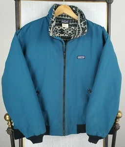 VTG PATAGONIA Size Large Mens USA Made Aztec Southwest Turquoise Bomber Jacket - Picture 1 of 12