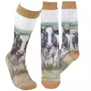 Dairy Cows Unisex Knee High Socks Size M/L Primitives by Kathy Novelty New - Picture 1 of 3
