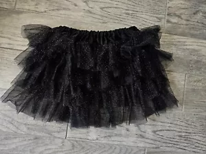 New Women's Hot Topic One Size Jr Black Tulle Skirt with Layer Silver Sparkle - Picture 1 of 13