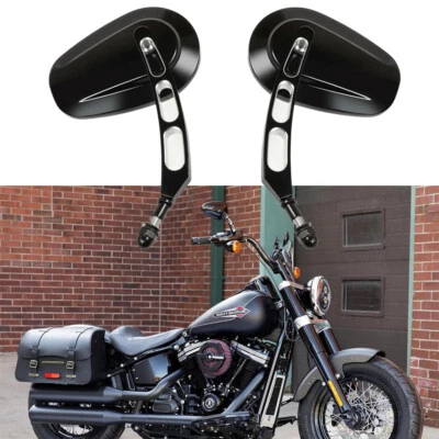 Black CNC Motorcycle Mirrors For Harley Davidson Softail Road Glide Sportster A+ - Image 1 of 4