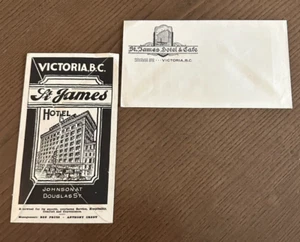 Paar 2 Vintage Rarität St. James Hotel Victoria B.C. Kanada Briefumschläge Reise - Bild 1 von 4