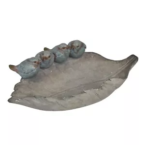 Bird Feeder Bird Bath Bowl Outside Garden Decor Polyresin 12.4x7.5x4.1in - Picture 1 of 9