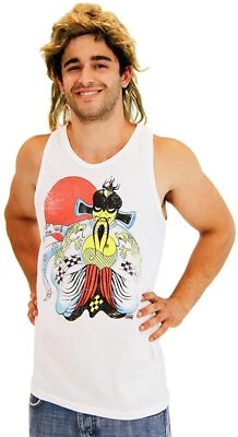Adulto Big Trouble Little China Fu Manchu Jack Burton Camiseta sin mangas y peluca Halloween Foto 1 de 4