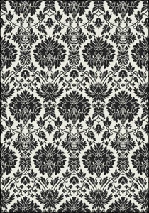 8x11 Milliken Manor Black Modern Floral Damask Area Rug - Approx 7'8"x10'9" - Picture 1 of 1
