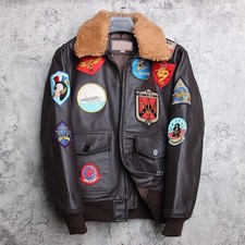 Men's Top Gun Pilot Jacket Cowhide Leather Jacket G1 Bomber Jackets