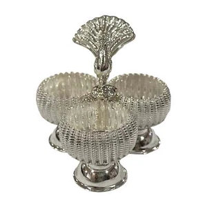 925 Sterling Silver Hallmarked 2.5x2.5 inch Kumkum Three Pot Set - Style #01 - Picture 1 of 6