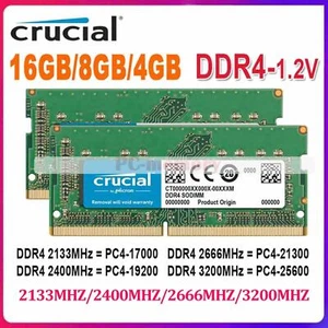 Crucial 4GB 8GB 16GB DDR4 2133 2400 2666 3200MHz SODIMM 260Pin Laptop Memory Lot - Picture 1 of 13