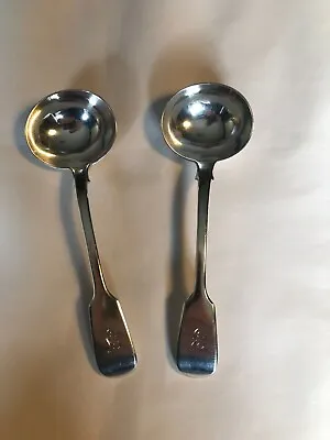 Pair Of Antique Solid Silver Sauce Ladles • 120£
