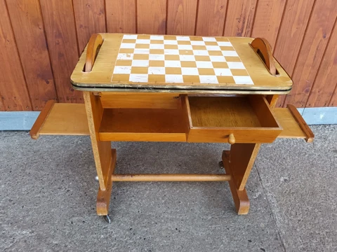 Serving Trolley Tea Chess Table Game Wood 60er Side BAR Cover