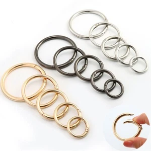 15pcs Metal Spring O Rings Clip Keychain Key Ring Buckle Carabiner Snap Hooks - Picture 1 of 39