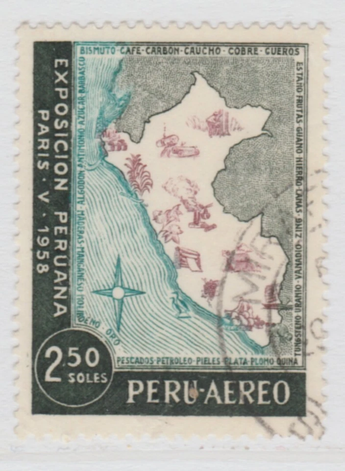 Peru Air Post 1958 2.50s Used South America A18P25F527 - Image 1 of 1