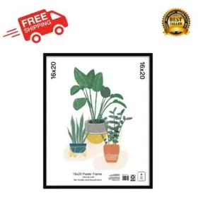 16x20 Picture Frame Wall Art Hanging Poster Solid Plastic Black Display Frames - Picture 1 of 3