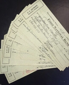 Lot Of 10 Green 1950’s Canceled Checks First National Bank Manchester Tennessee - Picture 1 of 3