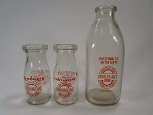 Lot 3 Different Vtg Milk Bottle Farm Dairies Assn Dairy Kansas City KS Half Pint - Picture 1 of 6