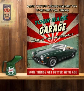 PERSONALISED MGB MIDGET CLASSIC CAR GARAGE WORKSHOP Vintage Metal Sign RS174 - Picture 1 of 3