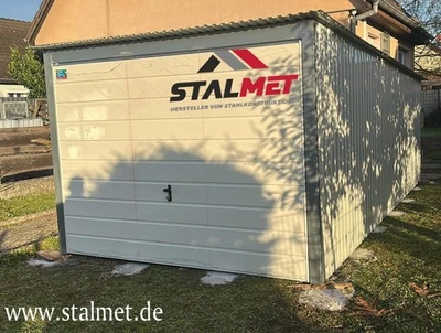 Blechgarage 3x5m Pultdach Fertiggarage Stahlgarage inkl.Lieferung und Aufbau - Bild 1 von 4