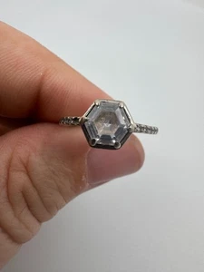 Hexagon Ring 925 Sterling Silver Size 6.5 - Picture 1 of 9