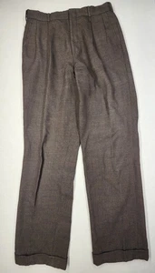 Lands End Brown Wool Pants Mens Size 30 Cuffed Leg RN 62830 - Picture 1 of 11