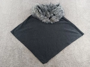 Poncho maglione donna Mixit taglia unica grigio pelliccia sintetica colletto chiusura a levetta - Foto 1 di 10