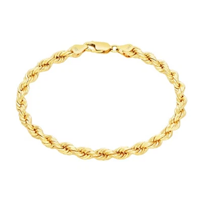 14k Yellow Gold 5mm Diamond Cut Italian Rope Chain Bracelet Mens Womens 7" - Image 1 of 4