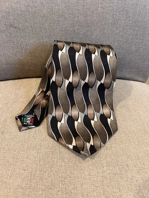 Corbata de seda con estampado geométrico vintage retro Galleria & Co para hombre Foto 1 de 4