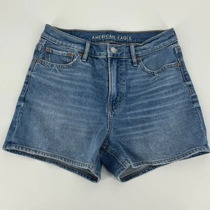 American Eagle Super High Jean Shorts Relaxed Fit Size 2 Mom Modern Blue - Picture 1 of 5