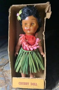 Vintage Mollige Puppe 8' Hula Puppe mit Schlafaugen (Öffnen & Schließen) Lanakila Handwerk - Bild 1 von 24