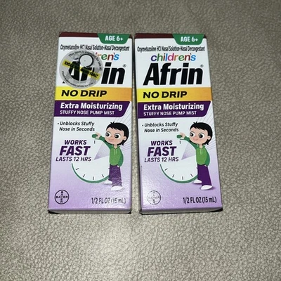 2-Children's Afrin No Drip Extra Moisturizing Stuffy Nose Pump Mist 12Hr X2027 - Image 1 of 4