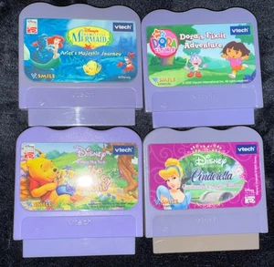 V Tech 4 Cartridge Games Lot, Cartridges Only, Untested Dora, Cinderella, ++ - Picture 1 of 5