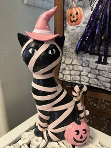 Mummy Cat Figure 12 inch high Halloween Figure Cat Sculpture NEW Spooky Cute - Picture 1 of 5