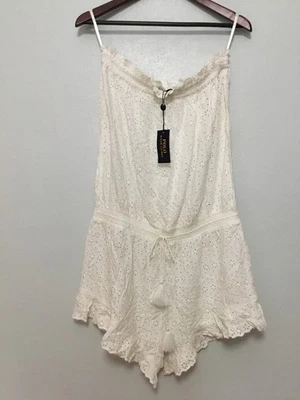 Novo com etiquetas Polo Ralph Lauren Ilhós Romper Curto Cottagecore Beach Coverup Festival G - Imagem 1 de 4