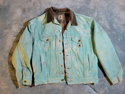 Vintage 90s Carhartt Detroit Jacket Wool Lining Corduroy Collar Y2K Distressed  - Image 1 of 4