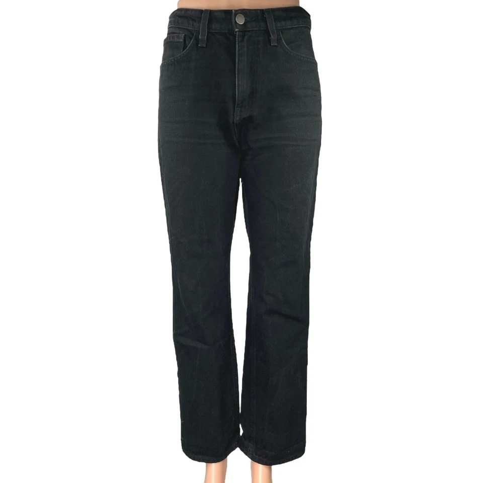 Pantalones de mezclilla para mujer American Apparel negros cintura alta pierna recta talla 28 Foto 1 de 4