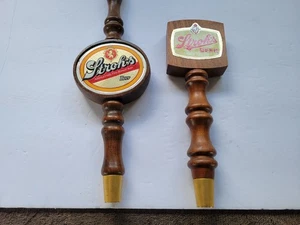 Stroh's Bier Holz Zapfhahn Griffe 2 Stück (siehe Bilder genau gebraucht) - Bild 1 von 2
