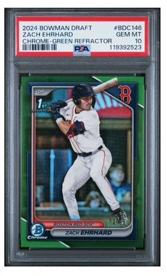 2024 BOWMAN DRAFT CHROME ZACH EHRHARD GREEN REFRACTOR /99 PSA 10 POP 1 - Image 1 of 2