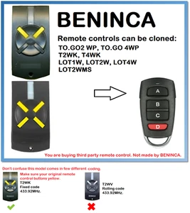 BENINCA T2WK, T4WK Duplicatore Telecomando 4 Canali 433,92MHz. - Foto 1 di 7