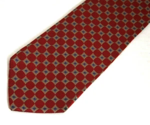 Jos A Bank Mens Necktie Tie Red Brown Blue Geometric Silk 59" Career - Picture 1 of 4