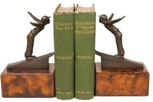 Bookends Bookend MOUNTAIN Lodge Winter Wonderland Ski Jumper Skiing Resin - Picture 1 of 1
