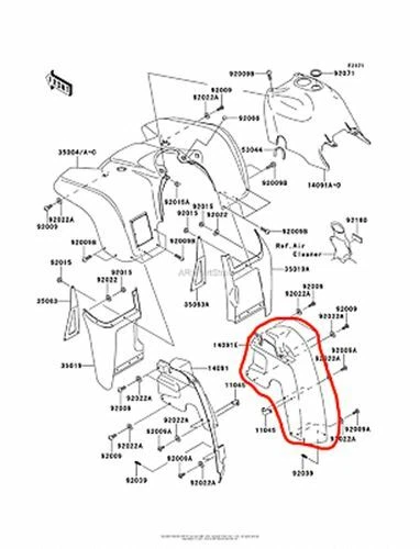 NEW OEM KAWASAKI PRAIRIE 360 4X4 INNER RIGHT MUD FLAP GUARD Foto 1 de 1
