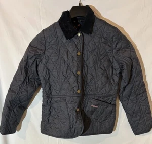 Barbour Jacket Kids 10/11 Blue Quilt Snaps Coat - Picture 1 of 5