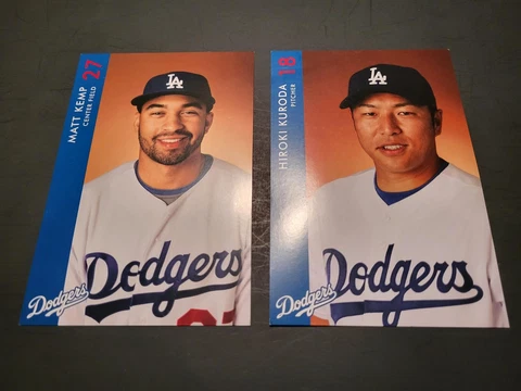 Los Angeles Dodgers postcard Lot of 2 Team Issued Kemp Kuroda  MLB Baseball Cover