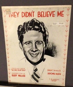 Vintage Sheet Music They Didn’t Believe Me by Reynolds & Kern 1914 - Picture 1 of 2