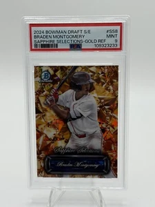 2024 Bowman Draft Sapphire Braden Montgomery Gold Sapphire Selections/50 PSA 9 - Imagen 1 de 2