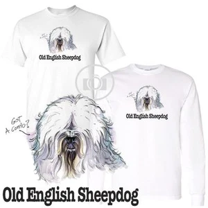 Old English Sheepdog Fun Hundesasse Cartoon kurz-/Langarm weißes T-Shirt - Bild 1 von 3