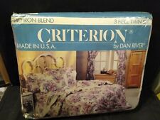 NEW vintage Criterion Dan River 3 piece twin set bed sheets flowers USA no iron