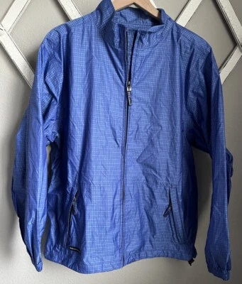 Sun Mountain Golf Men's XL Full Zip Blue Plaid Vented Rain Jacket - Image 1 of 4