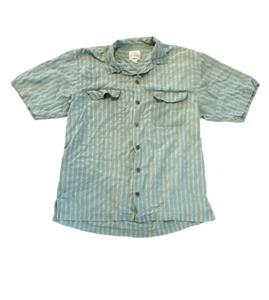 Tommy Bahama Button Up Shirt Green Stripes Tropical Camp Relax Silk Mens Medium - Picture 1 of 5