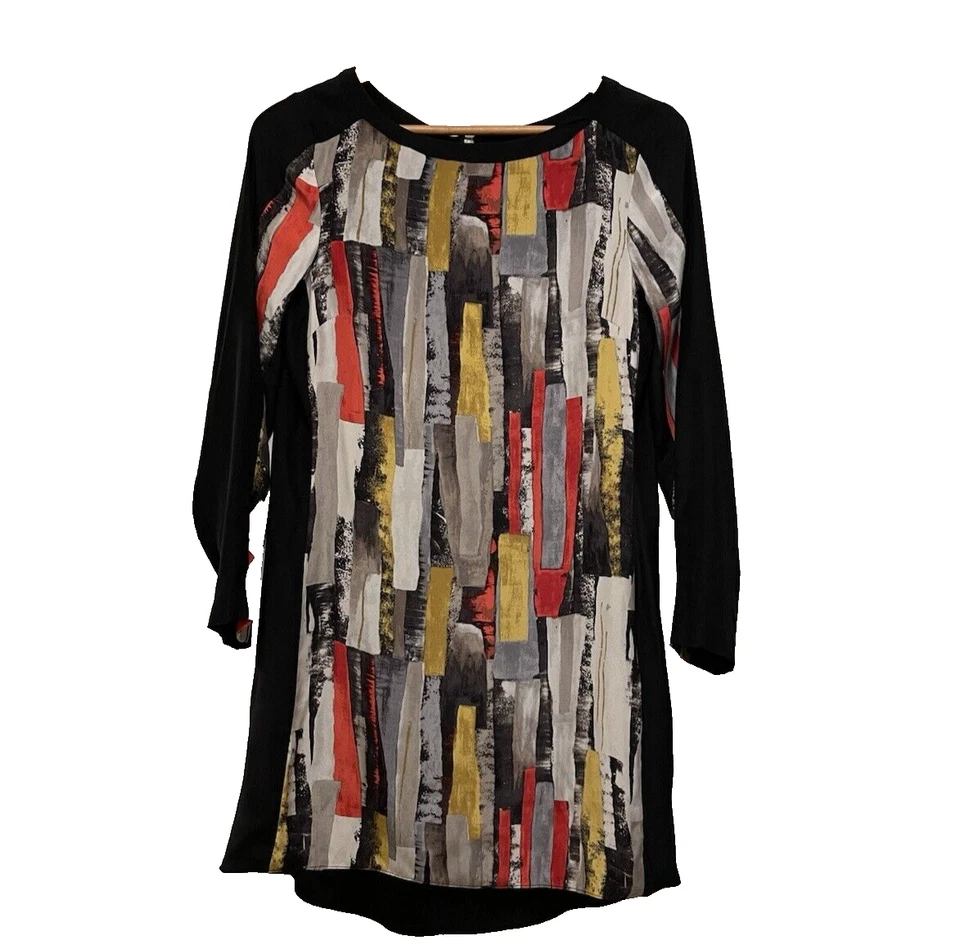 Vestido geométrico brillante de seda Alice & Trixie rojo negro talla S Foto 1 de 4